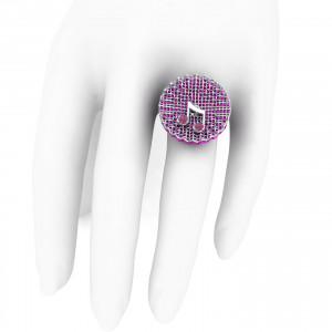 Chanel Dilecta Ring "Music" in 925 Silver and Natural Pink Sapphires