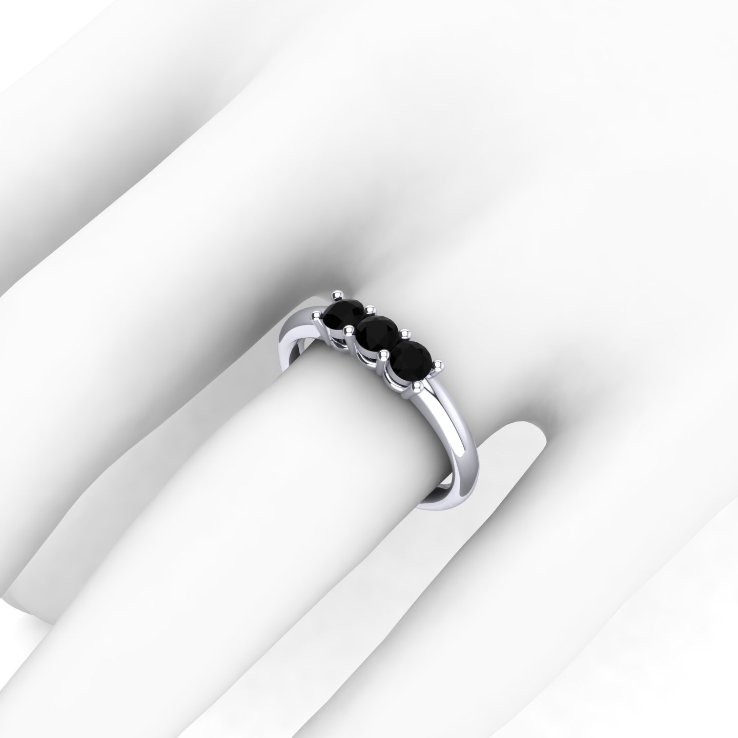 Trilogy RIng Primerose White Gold 18 kt Black Diamond 0.45Ct Certi