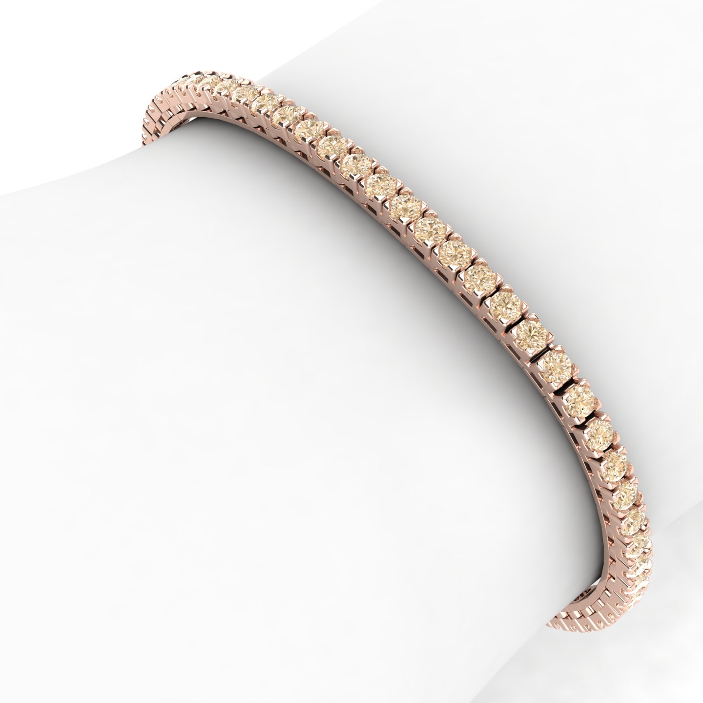 Bracelet Tennis Diamants Noirs 4.80 Ct - Or Rose 18K, 21 Cm, Unisexe, Neuf Avec étiquettes